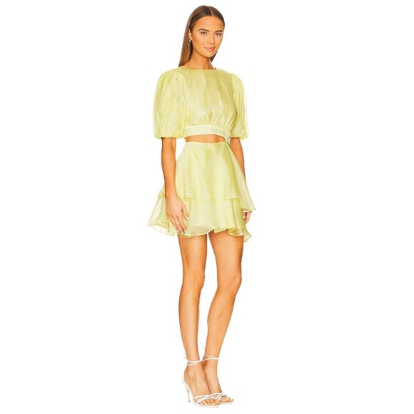 Bardot Enya Organza Mini Dress in Sunshine 4 New Womens Cut out - Picture 3 of 11